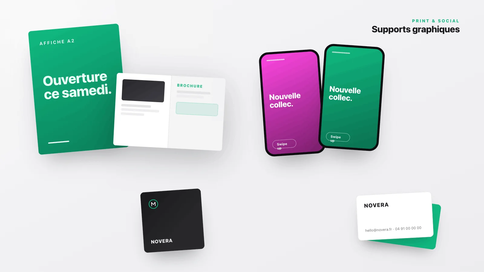 Supports graphiques — réseaux sociaux, print, packaging